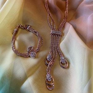 Earring necklace and bracelet set gold